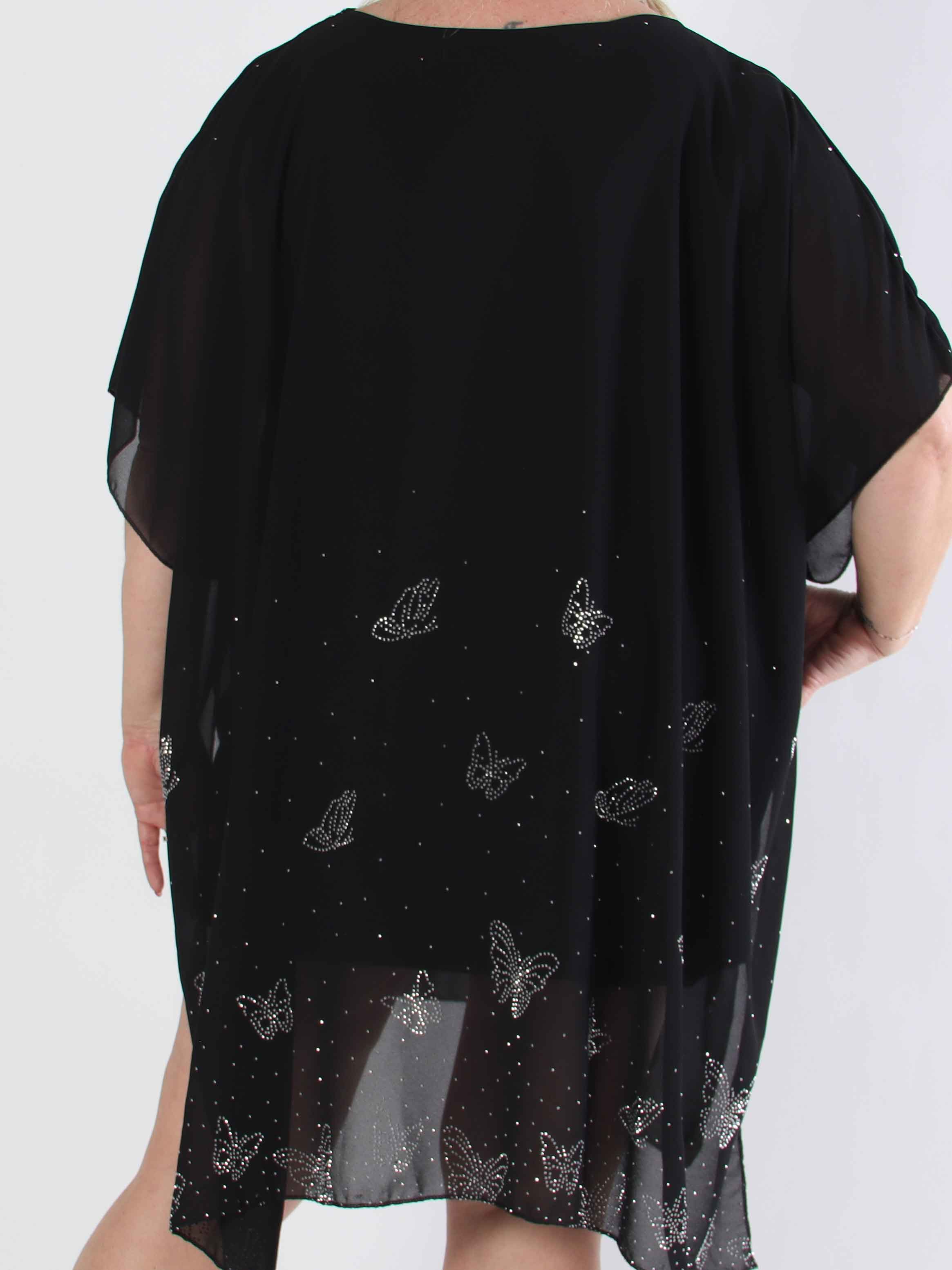 Mirabella Crystal - Plus size tunikakjole med chiffonlag med similisten